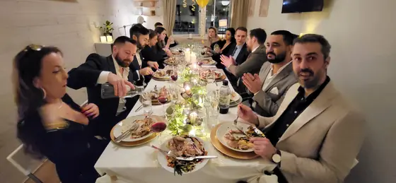 New Year at a very long table