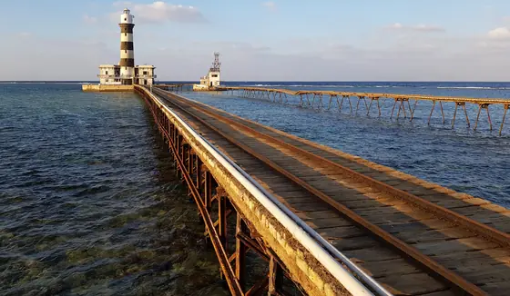 The Red Sea, from the end of a very long pier