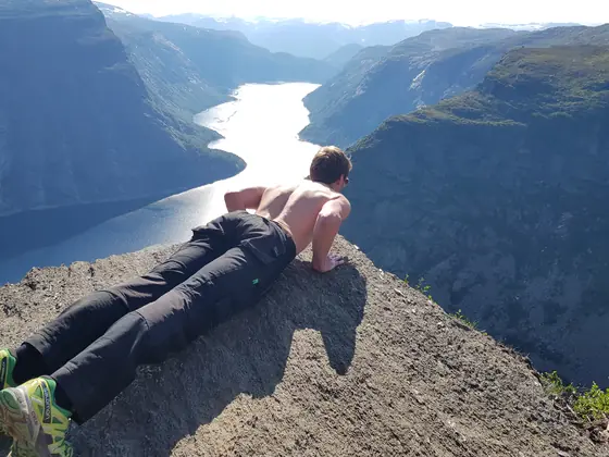 Aurlandsfjord from Stegastein. The photograph does not convey how much of me wanted to step back.